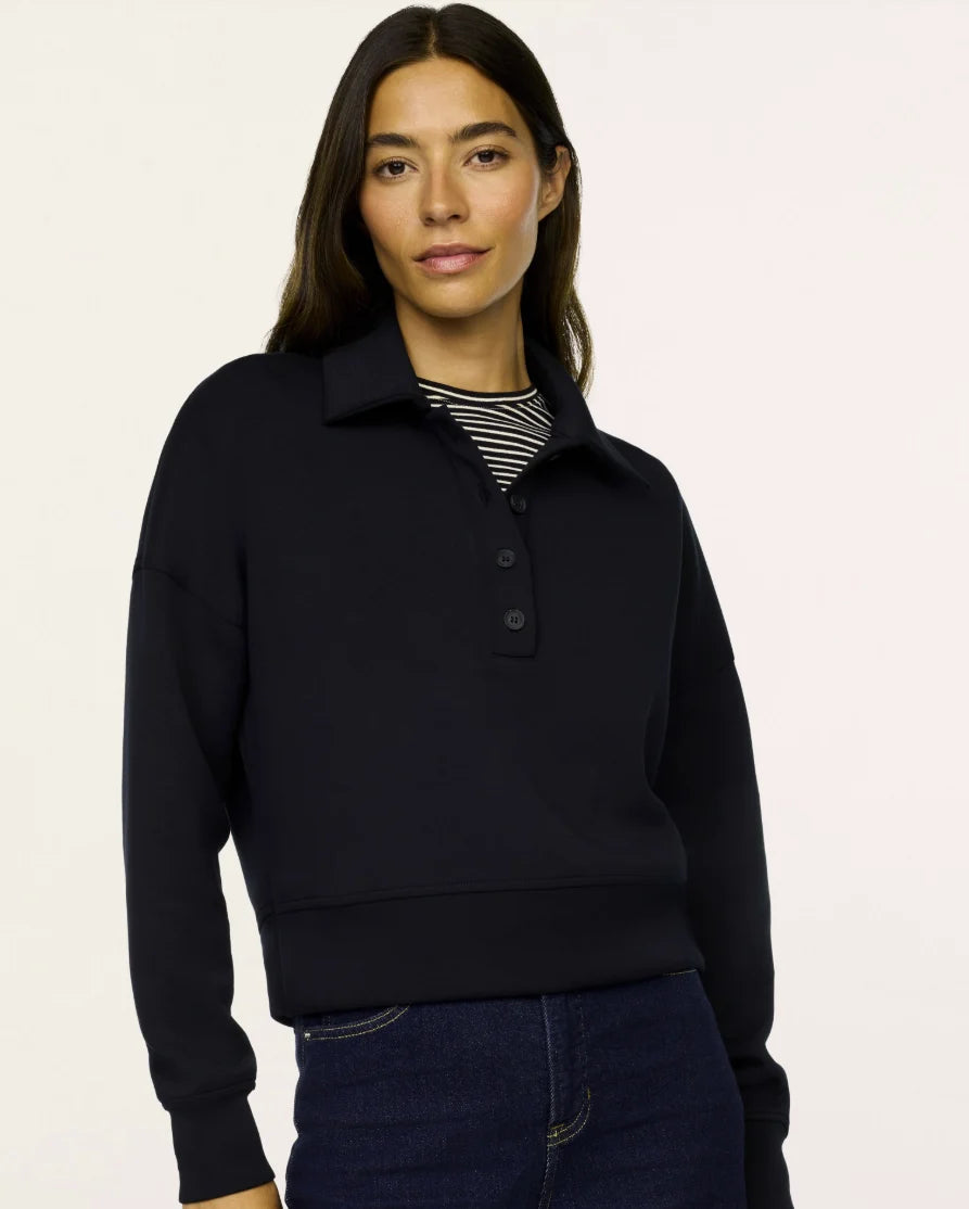Black Rugby Collared Pullover