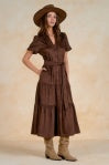 Brown Faux Suede Maxi Dress