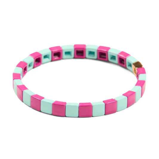 Hot Pink Summer Waves Tile Bracelet