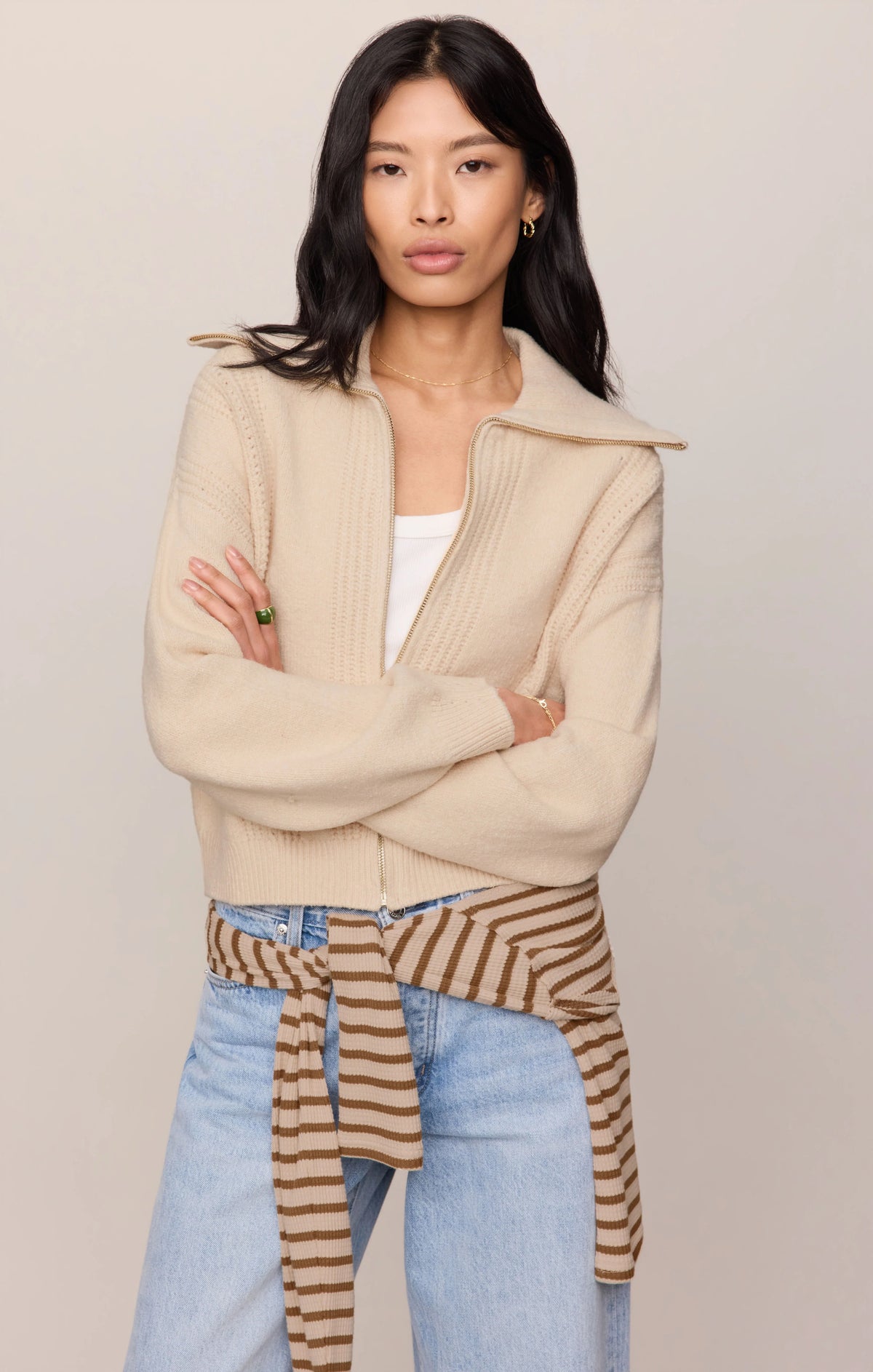 Chalk Silverlake Zip Cardigan
