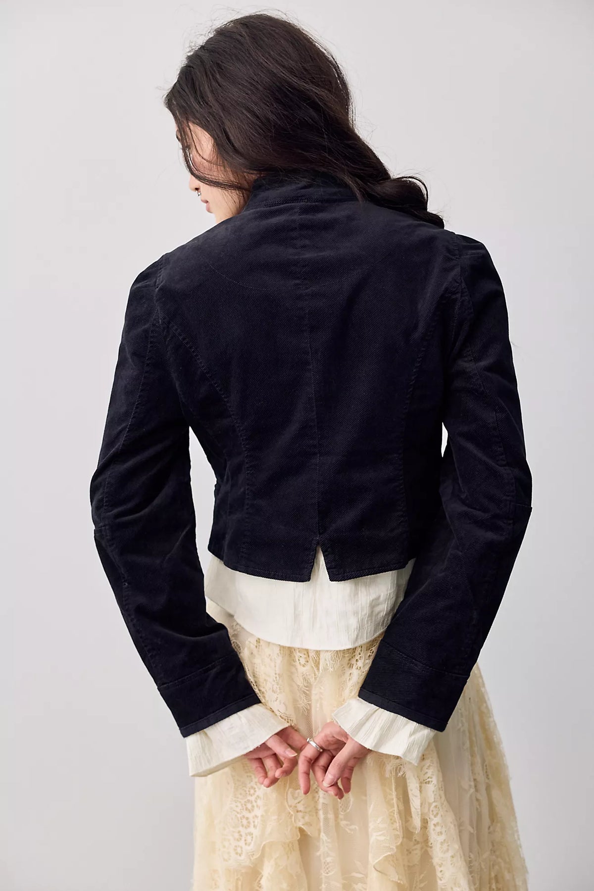 Black Cloud Nine Ruffle Band Blazer