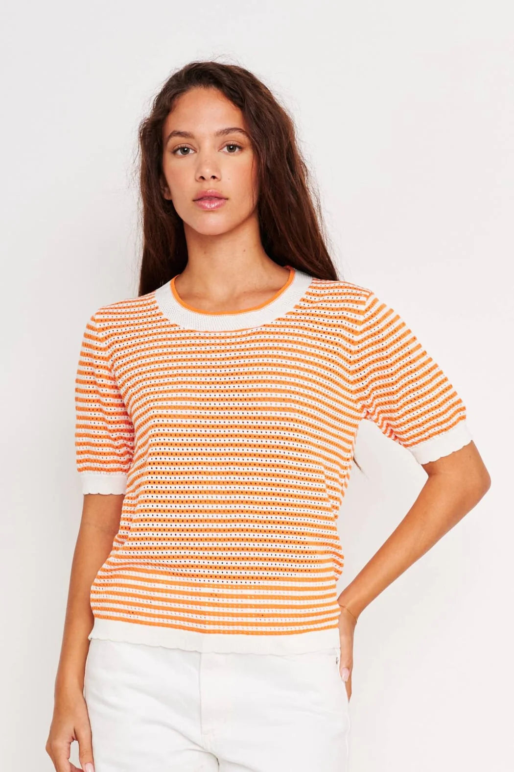 Coral Striped Top