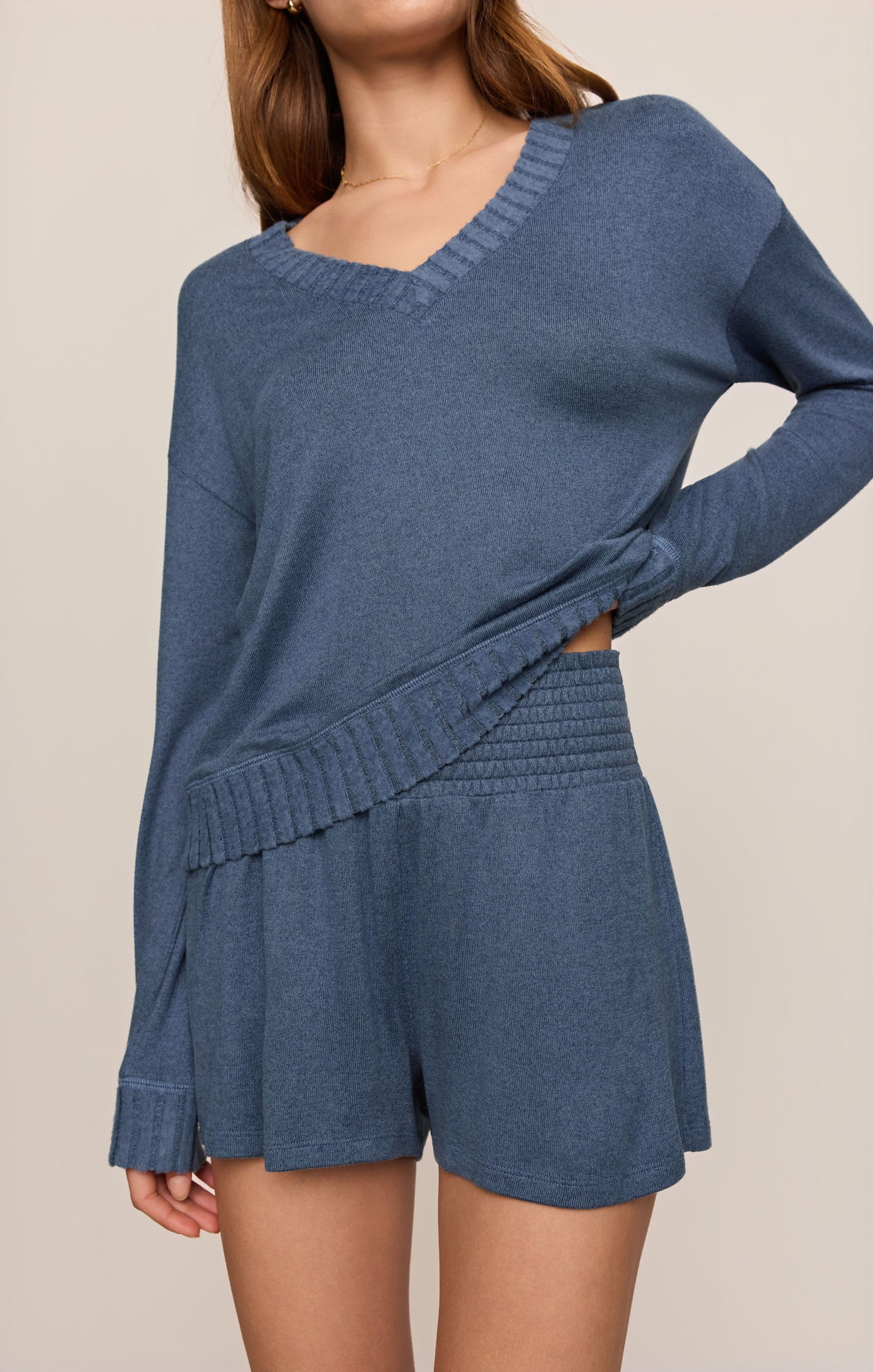 Navy Courtney Long Sleeve Lounge Top