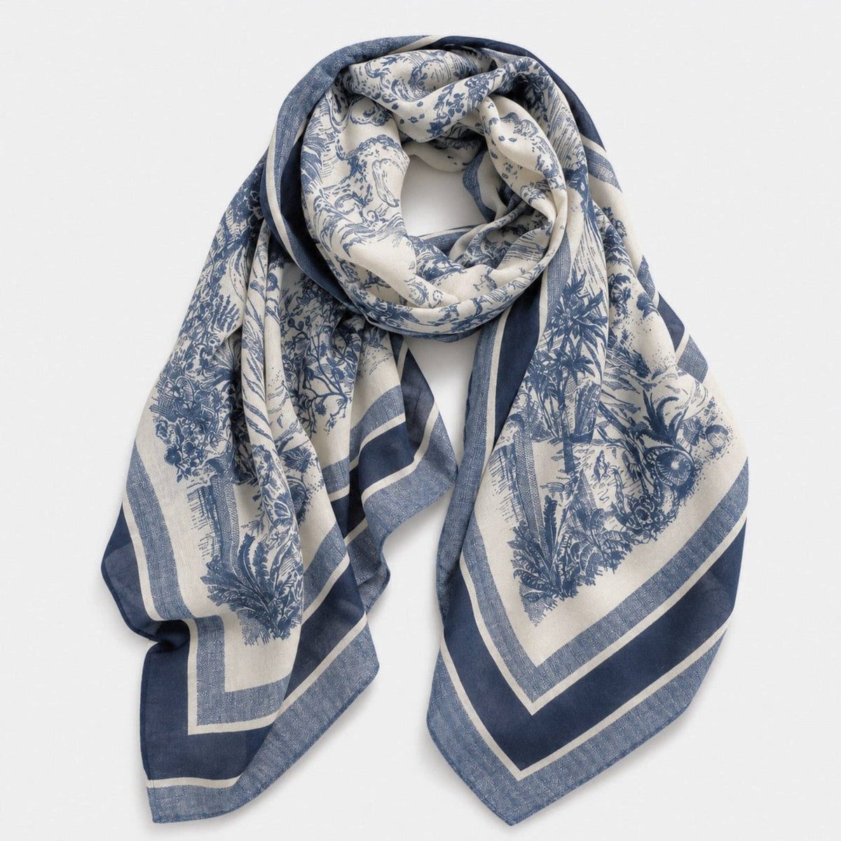 Blue Toile Lightweight Scarf