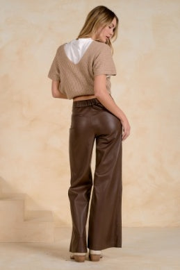 Brown Vegan Leather Pants