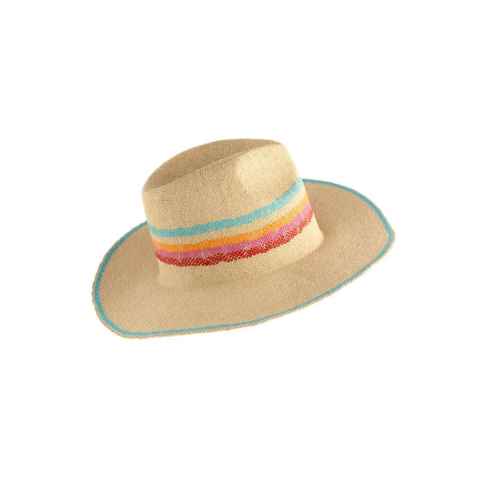 Natural Hat with Multi-Colored Stripe
