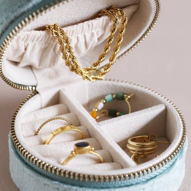 Mint Velvet Round Travel Jewelry Case