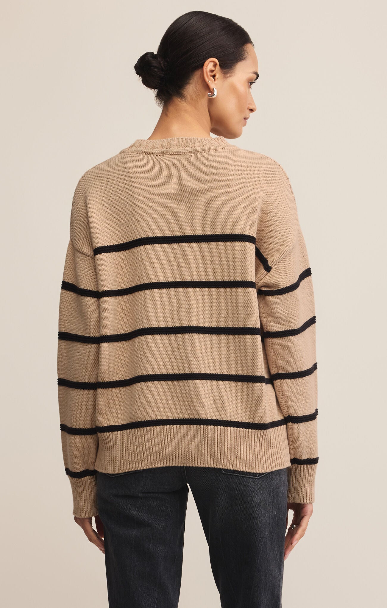 TAN BOYFRIEND STRIPE SWEATER