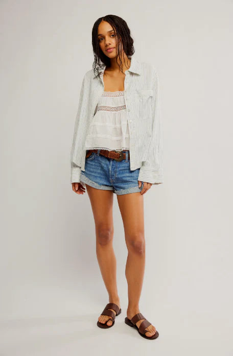 Striped Linen Laurel Button Down - Ivory Combo