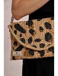 Leopard Straw Clutch