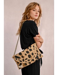 Leopard Straw Clutch