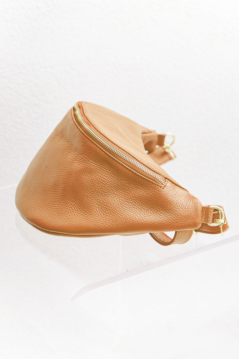 Camel Handmade Italian Leather Sling Bag