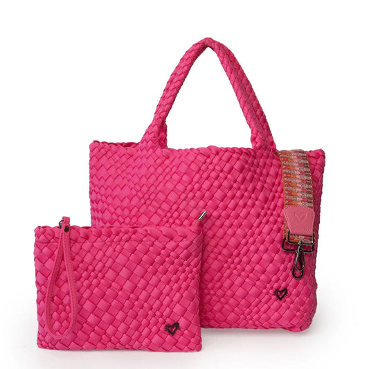 WOVEN LARGE TOTE - MAGENTA