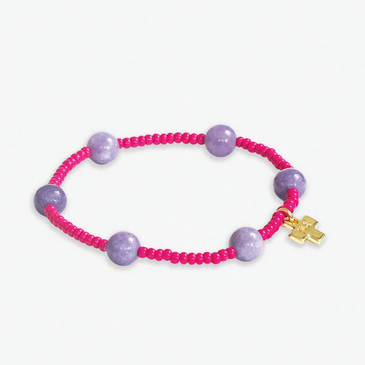 Mia Small Bead Stretch Bracelet Pink/Lilac