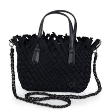 Black Barrie Mini Woven Tote (Fringe Top)