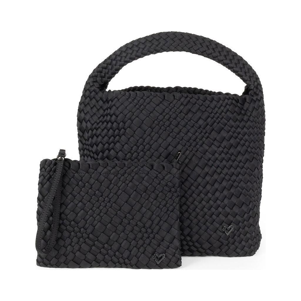Black Langford Woven Hobo Tote