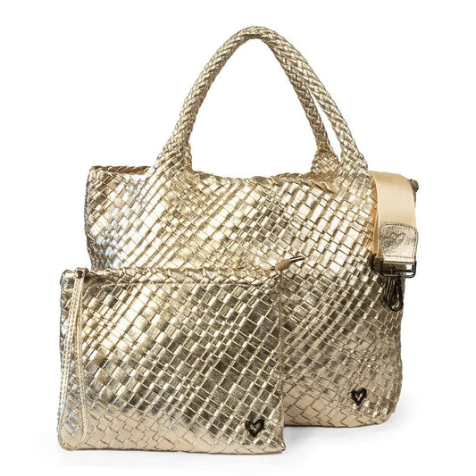 WOVEN LARGE TOTE - GOLD