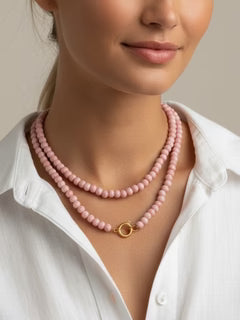 Pink Beaded Wrap Necklace