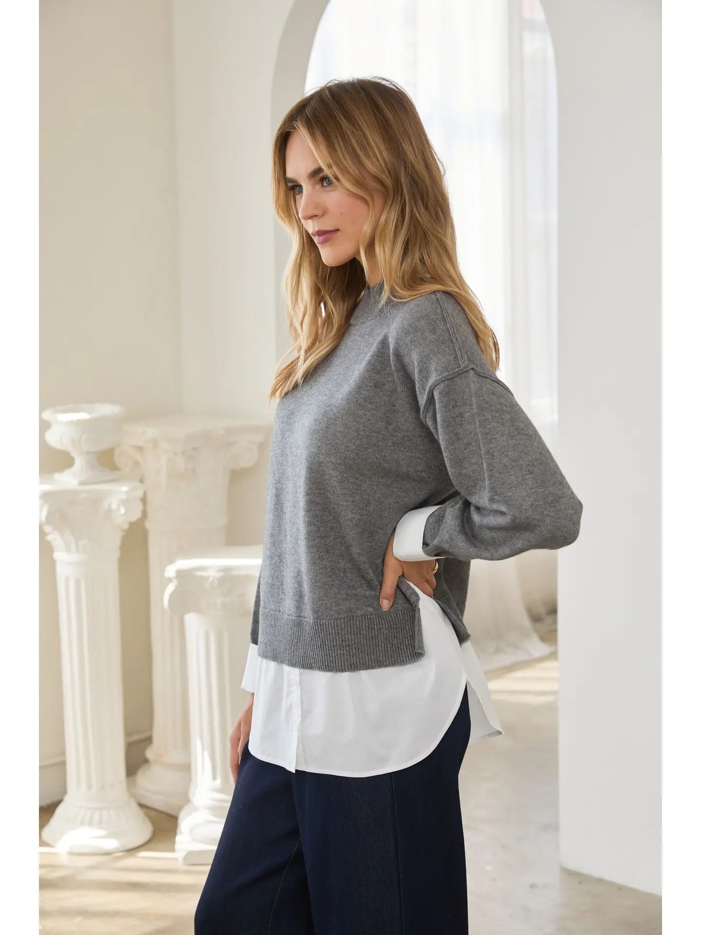 Charcoal Twofer Layered Sweater