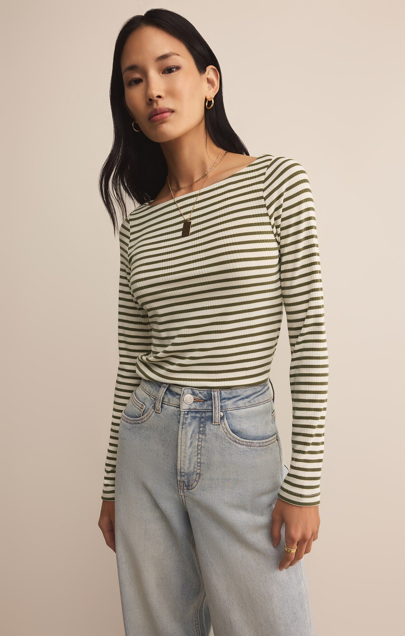 Green Pristine Striped Tee