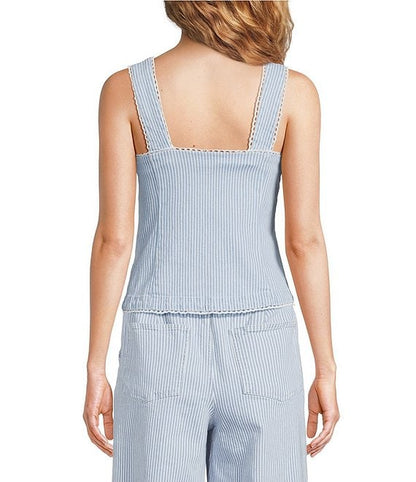 Pinstripe Denim Vest