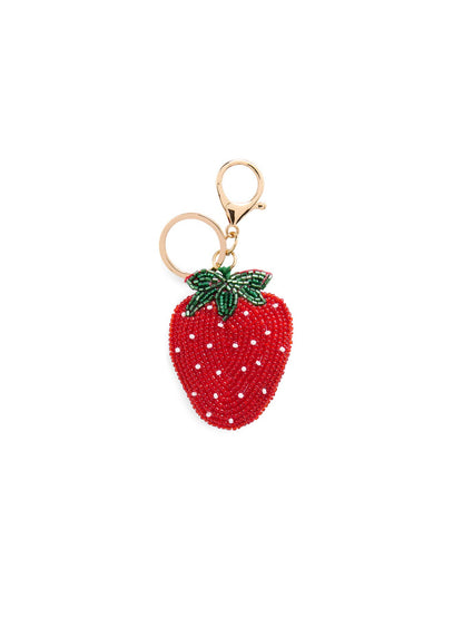 STRAWBERRY BEADED BAG CHARM/KEY