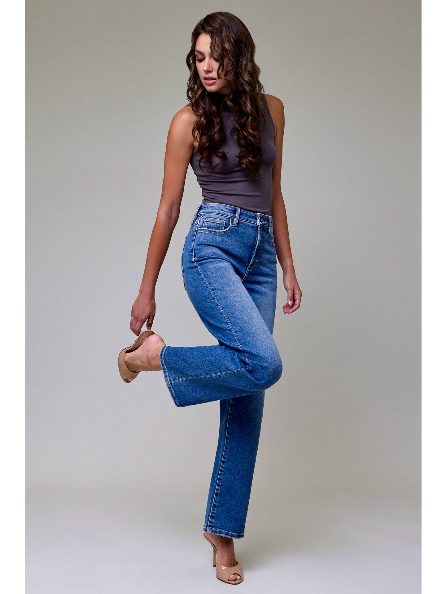 Medium Wash High Rise Classic Straight