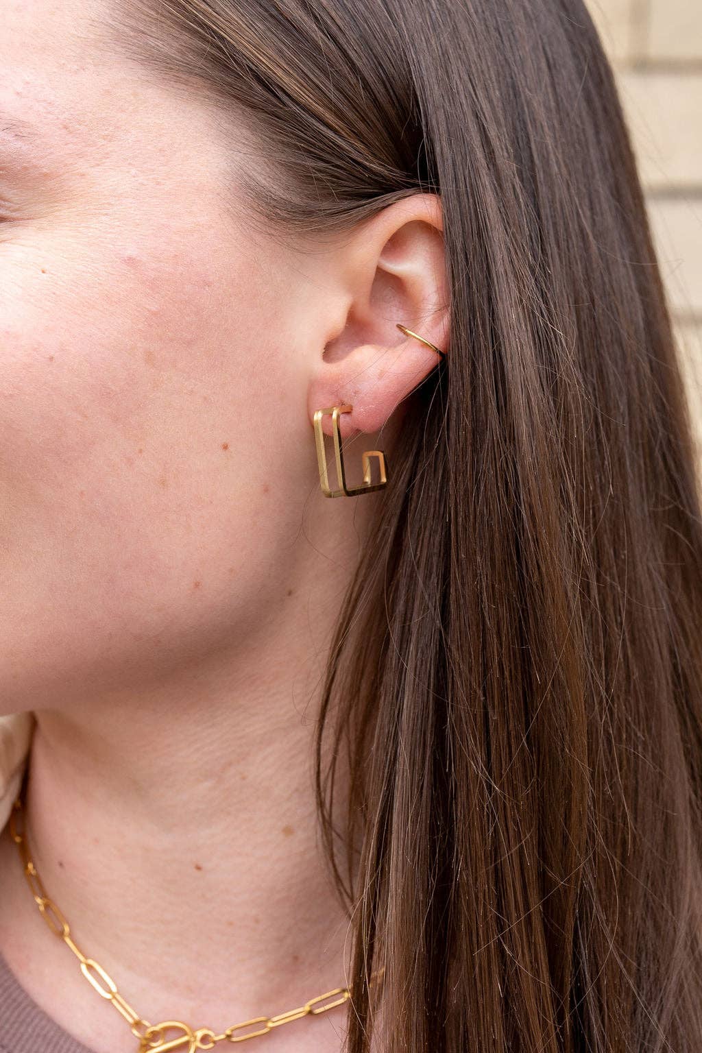 Gold Tri Hoops