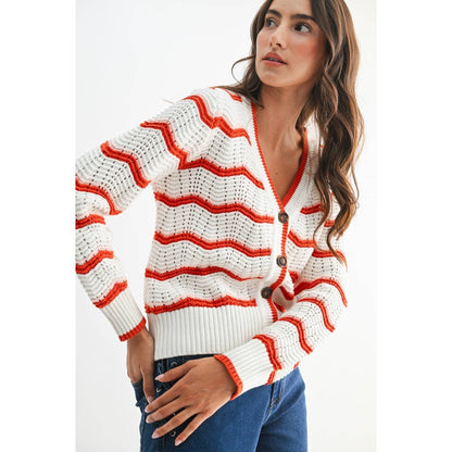 Stripe Button Up Cardigan