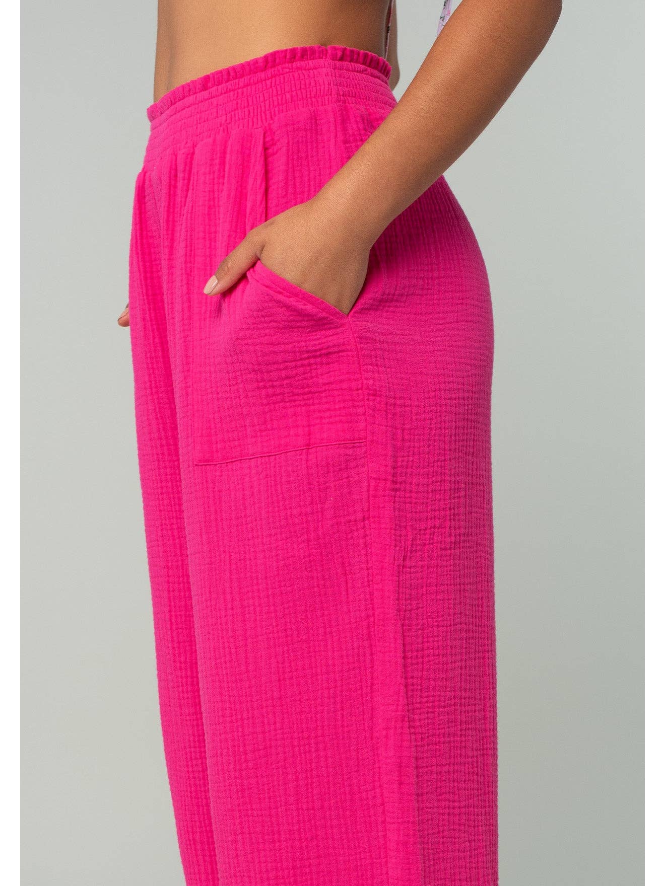 Cotton Gauze Wide Leg Pants