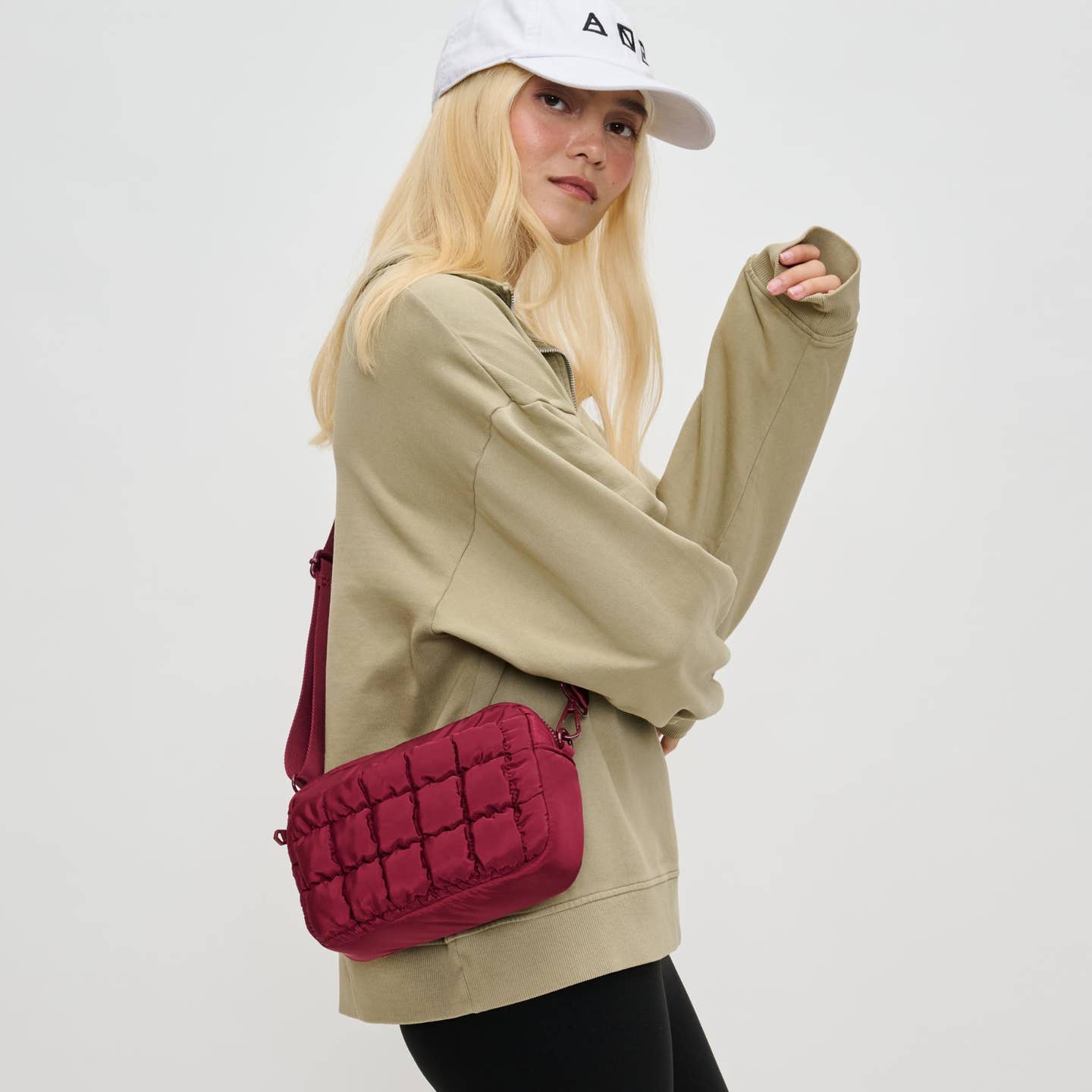 Burgundy Inspiration Quilted Puffer Nylon Crossbody