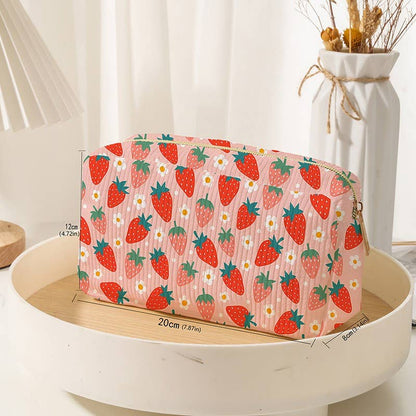 Strawberry Bow Makeup Cosmetic Pouch Bag