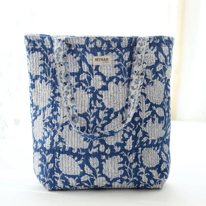Porcelain Floral Print Reversible Tote Bag
