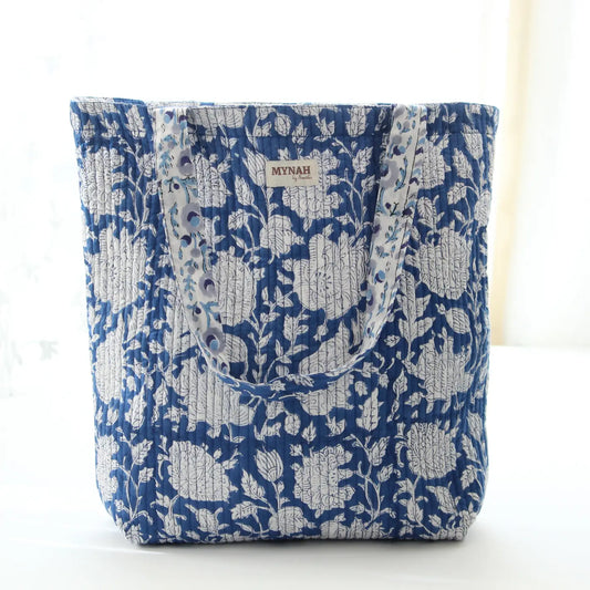 Porcelain Floral Print Reversible Tote Bag