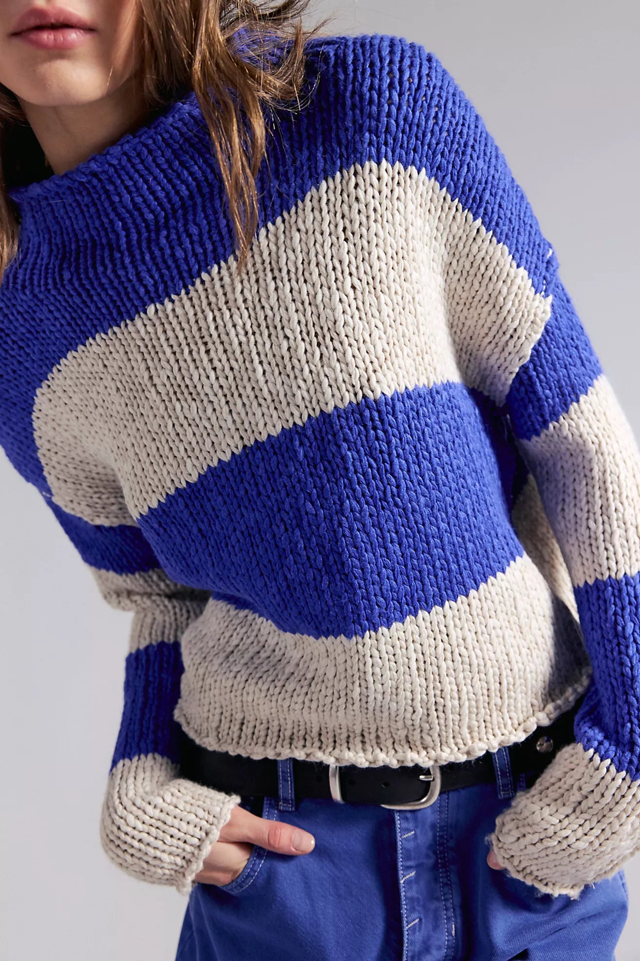 Cobalt Blue Rugby Stripe Sweater