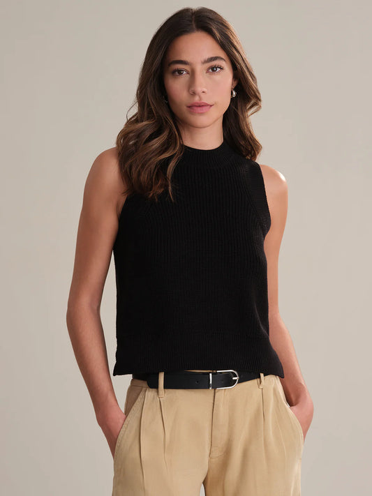 Black High Crew Neck Tank