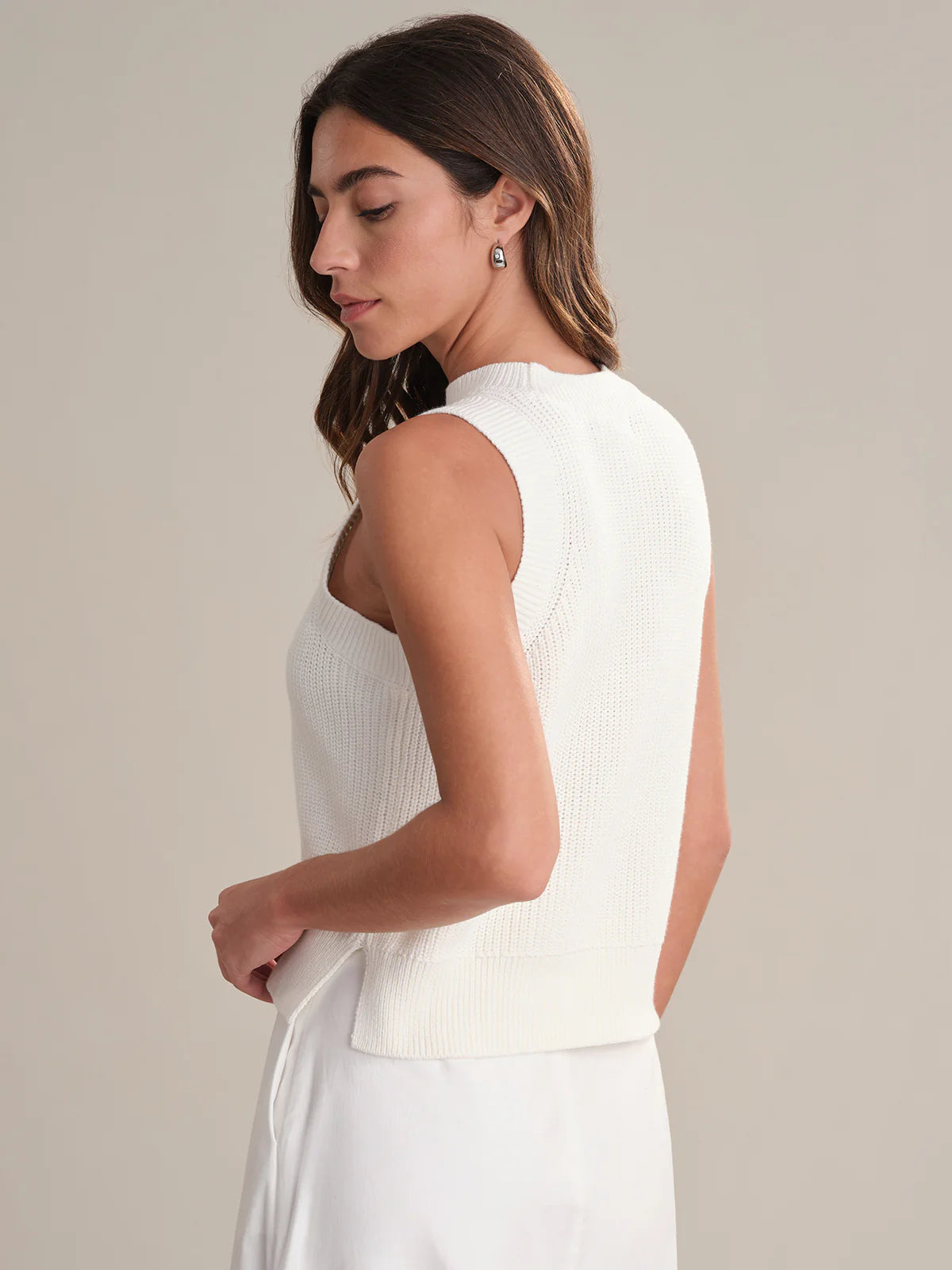 White High Crew Neck Tank