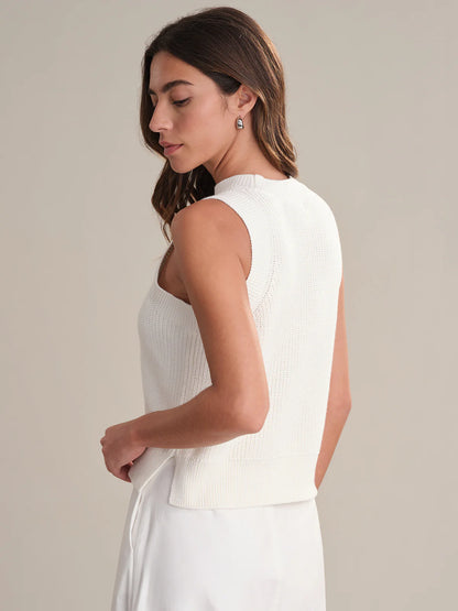 White High Crew Neck Tank