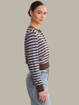 Chocolate and Blue Striped Cardigan