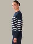 Navy Striped Crew Neck Pullover