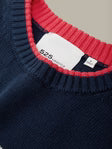 Navy Striped Crew Neck Pullover