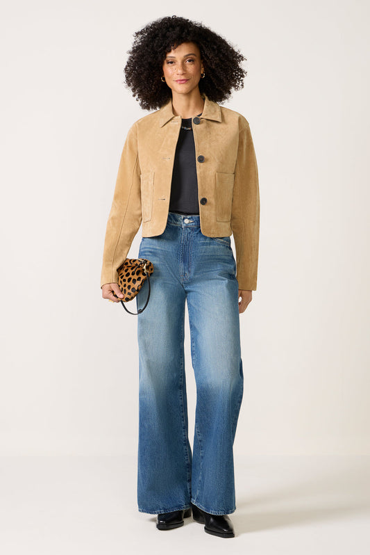 Camel Suede Cropped Blazer