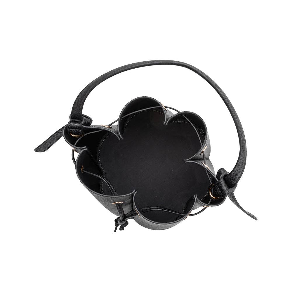 Black Vegan Leather Bucket Bag