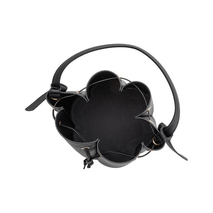 Black Vegan Leather Bucket Bag