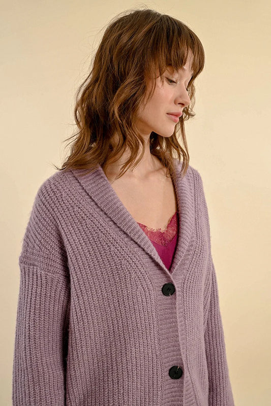 Mauve Knitted Cardigan