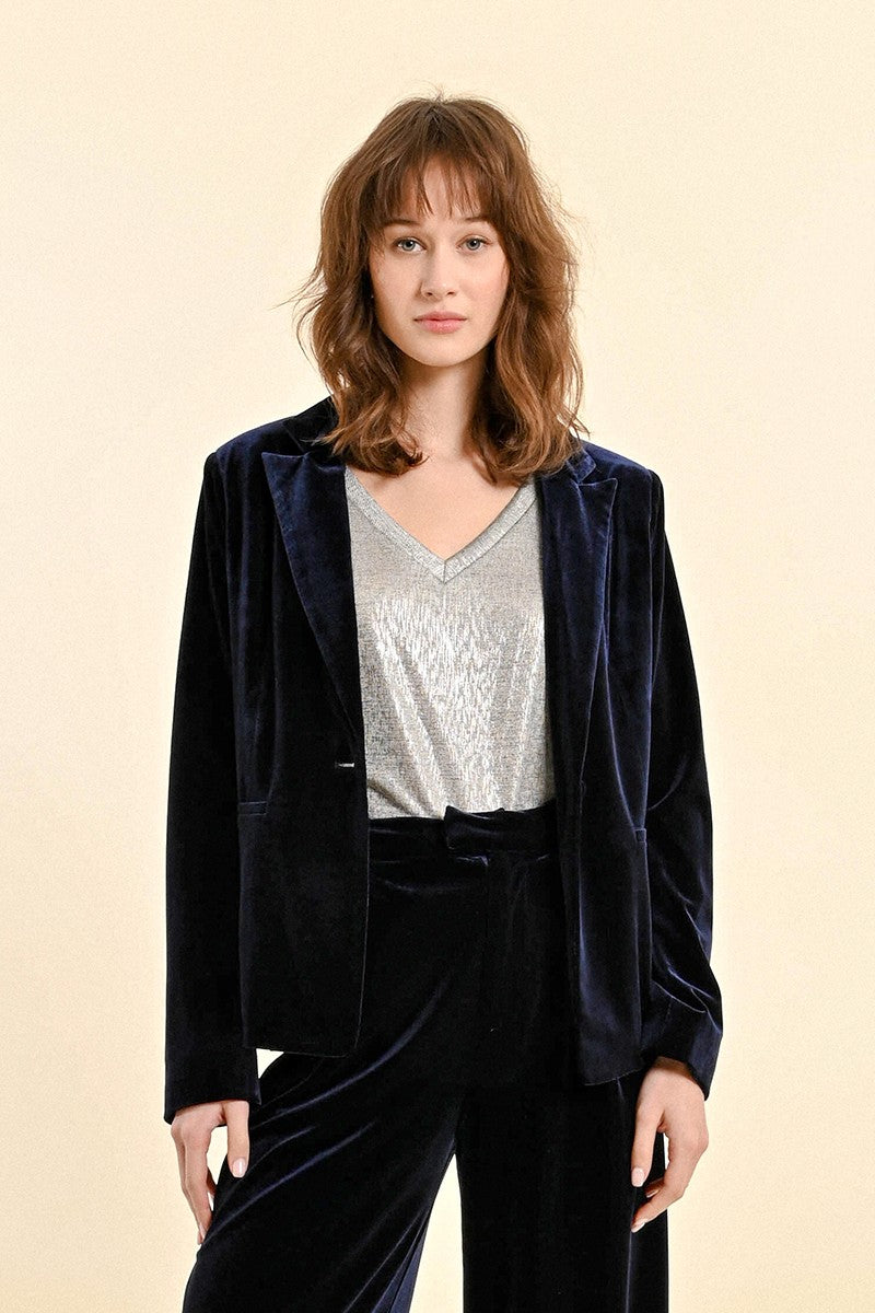 Navy Velvet Blazer