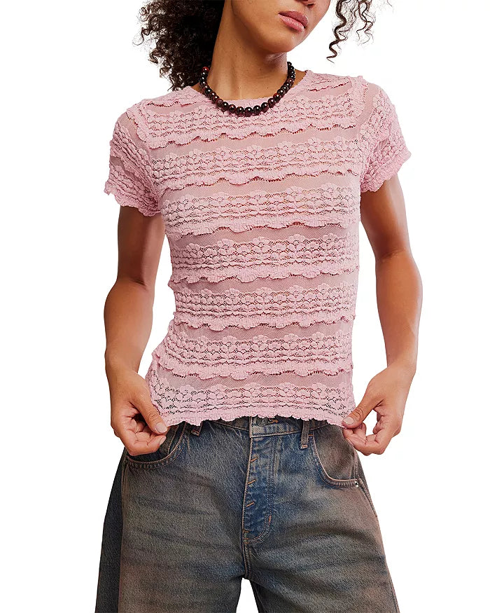Pink Angelina Lace Tee