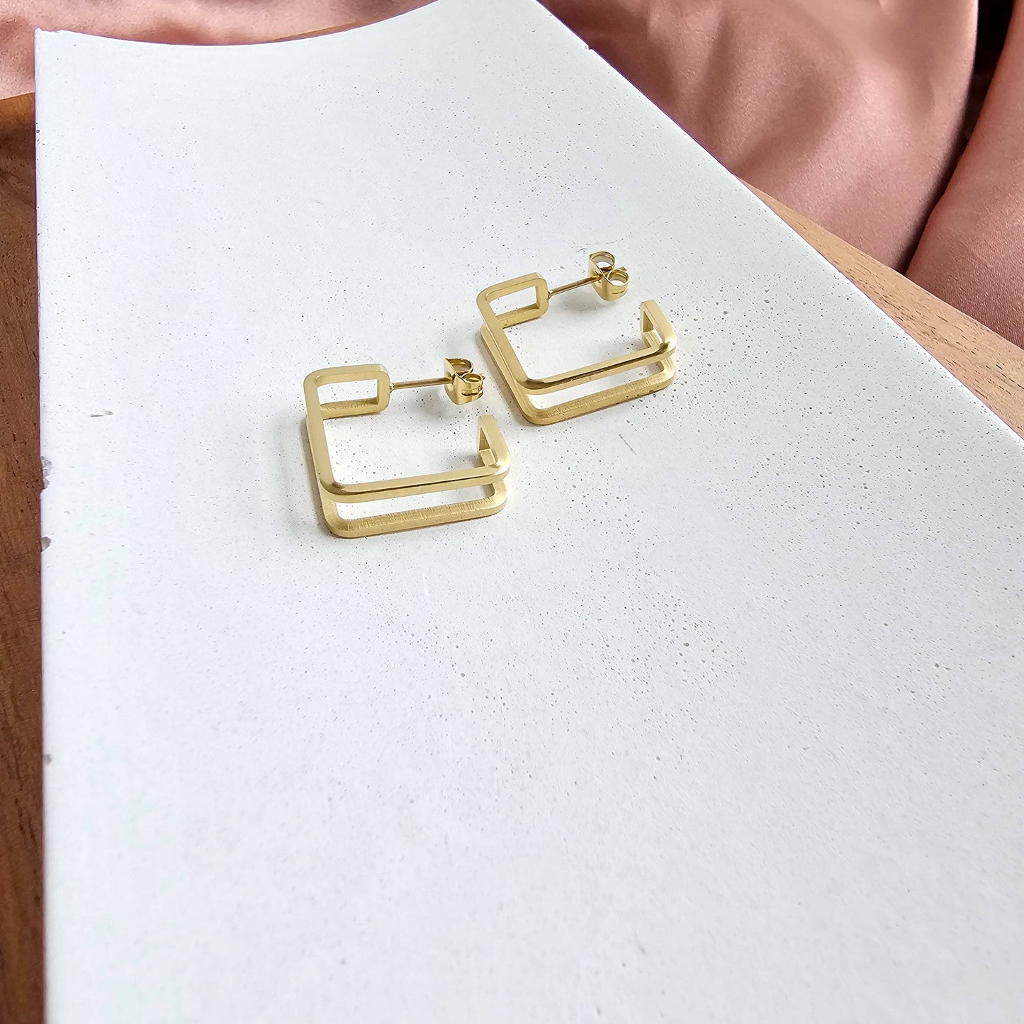 Gold Tri Hoops