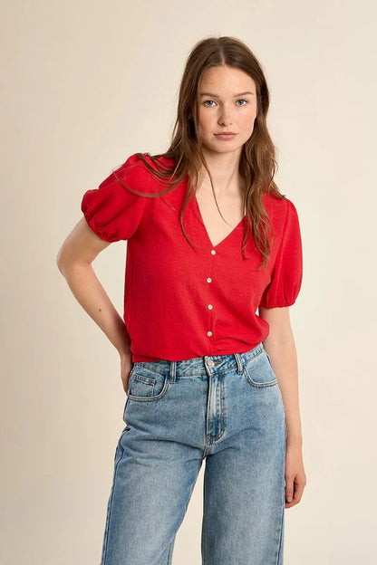 Red Tie Waist Top