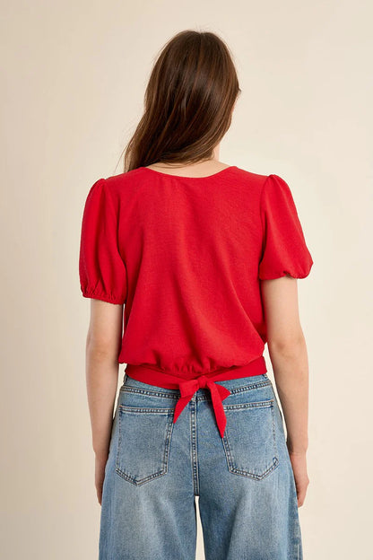 Red Tie Waist Top